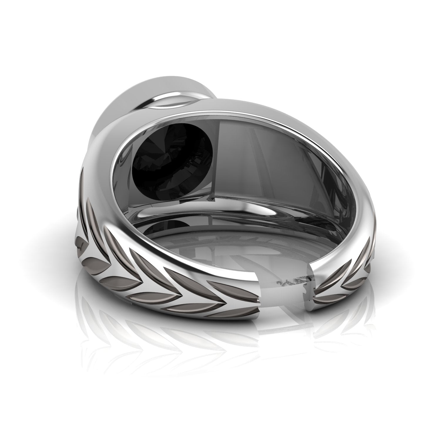 Men's 925 sterling silver ring with 10mm natural black onyx