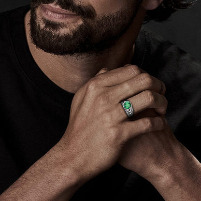 Nuri Round Ring Green CZ