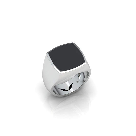 Kimba Ring, Pure Silver 925 Black Onyx Signet Ring