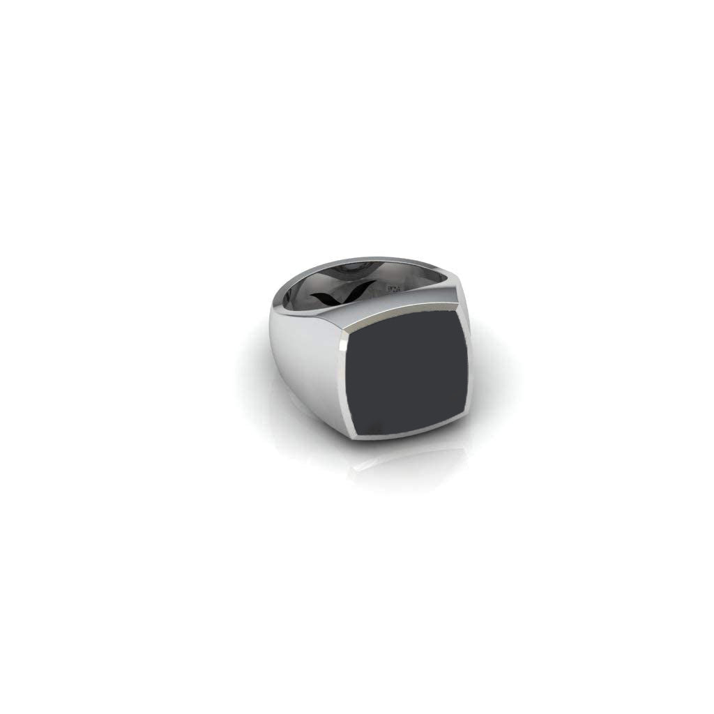 Kimba Ring, Pure Silver 925 Black Onyx Signet Ring