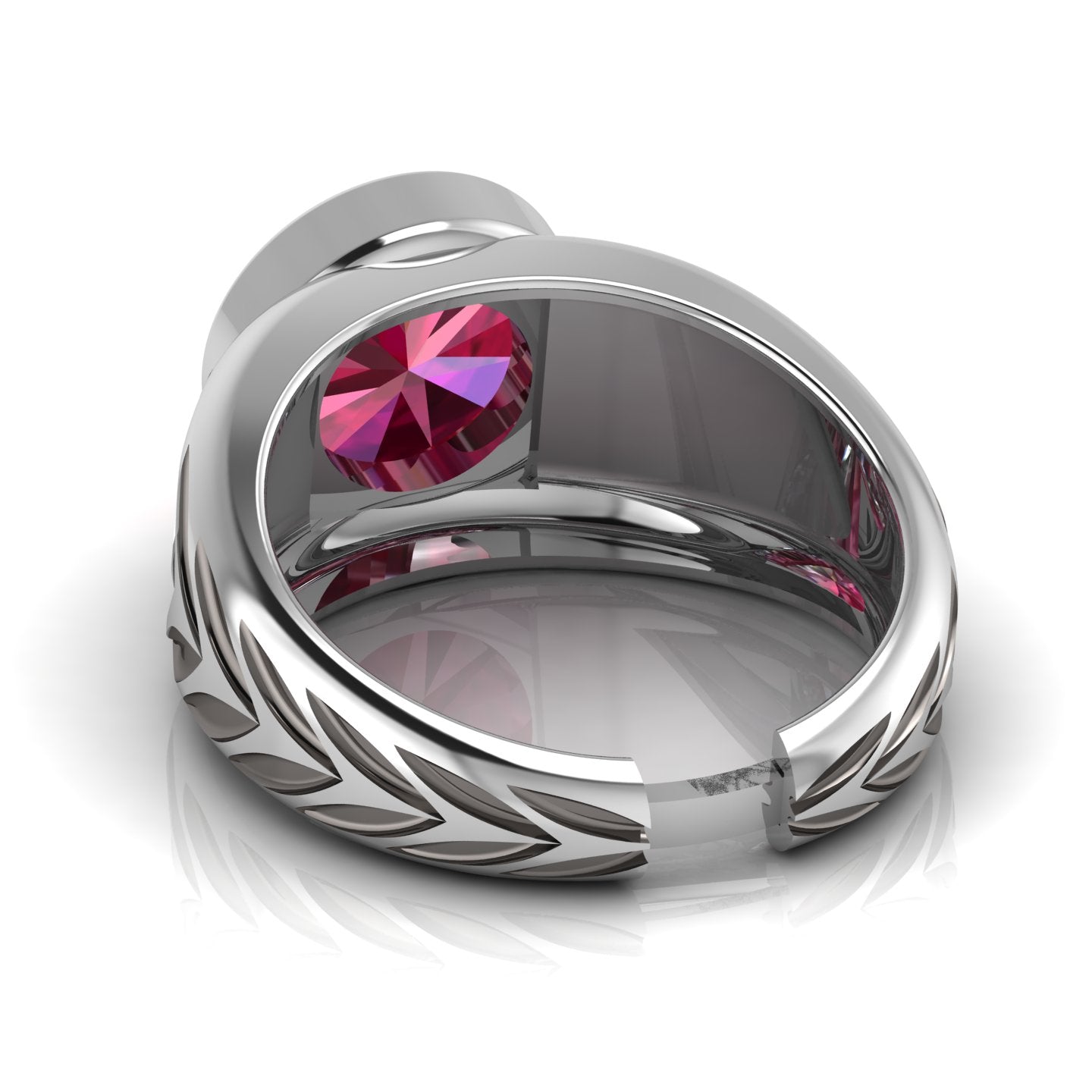 Men's 925 sterling silver ring with round red cubic zirconia – Nuri design