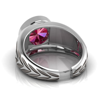 Men's 925 sterling silver ring with round red cubic zirconia – Nuri design