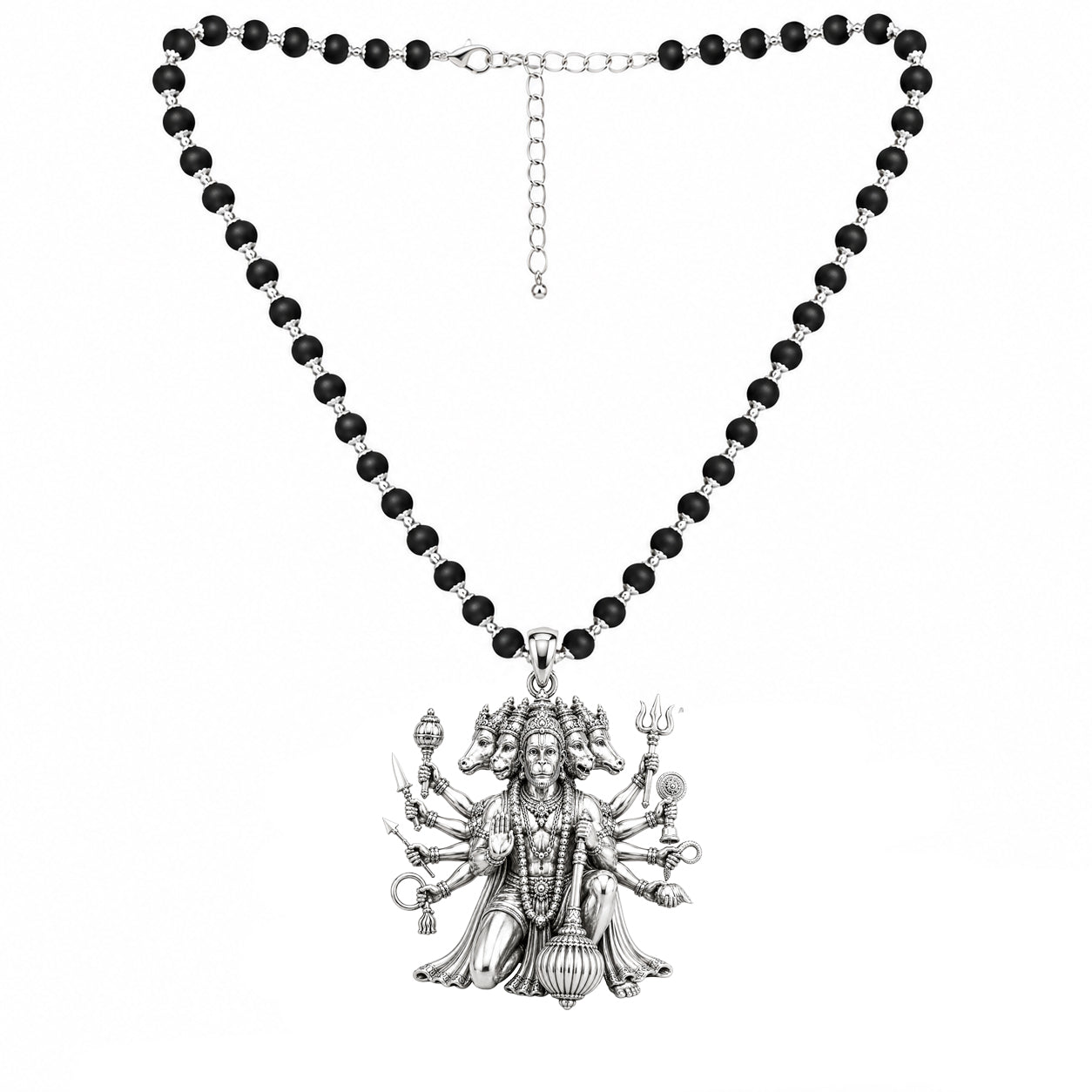 Panchmukhi Hanumanji Pendant with Original Karungali Mala – For Money Attraction, Good Luck & Prosperity