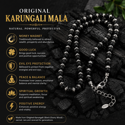Panchmukhi Hanumanji Pendant with Original Karungali Mala – For Money Attraction, Good Luck & Prosperity